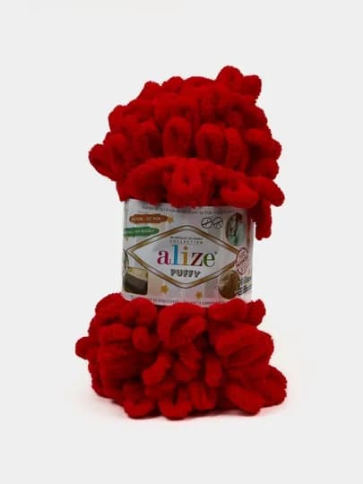 Пряжа Alize Puffy с большими петельками, однотонная — KARTOPU-ALPUF12-КРАСН