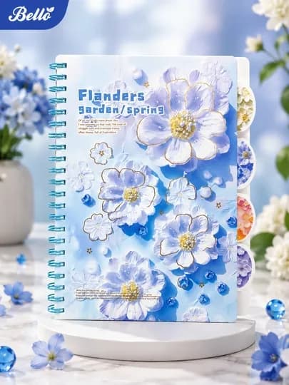Блокнот Blaknot Secret Garden формата А5 — 52 листа, клетчатый узор, прозрачная обложка — SARBEL-BKSECRETA5-БИРЮЗ