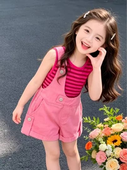 Шорты для девочек, комбинезон для девочек — LAFKIDS-DETSHORTIK-КОНФЕТН-140