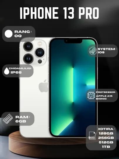 Смартфон Apple iPhone 13 Pro 128, 256, 512 ГБ (глобальная версия) — IMMOBIL-IPH13PRO-БЕЛЫЙ-128GB-Batarey