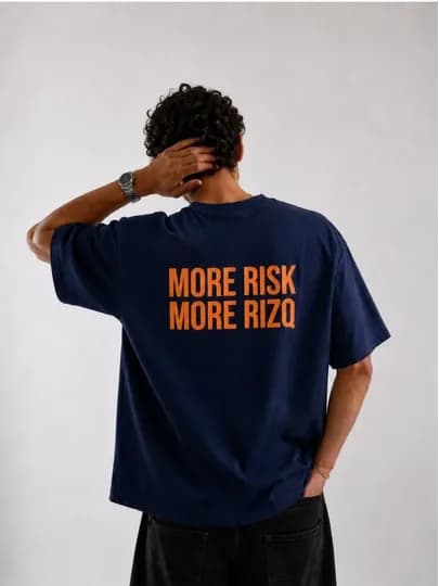 Футболка Regular fit "MORE RISK MORE RIZQ" | Премиальный 100% хлопок | Unisex | Streetwear — WEARLY-MORERISK-ТЕМНСИН-XXXL