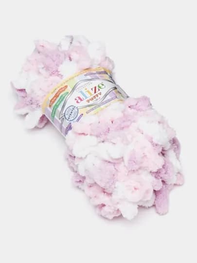 Пряжа Alize Puffy с большими петельками, разноцветные цвета — KARTOPU-ALPUFY4-РОЗОВ