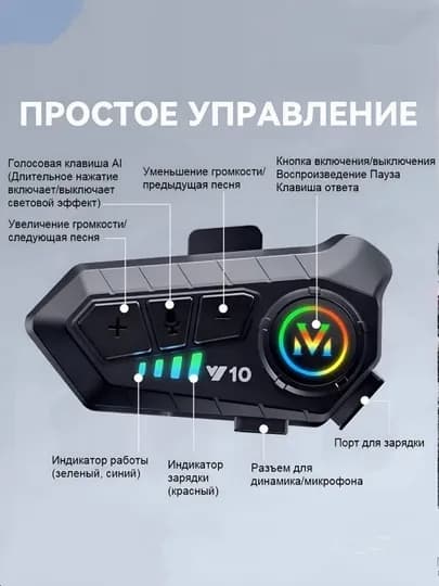 Bluetooth мото-гарнитуры Y10, Y12PRO, Y20, Y80, Q28, Q58 — подходят для всех шлемов — MOTOXON-GARNITU-ЧЕРН