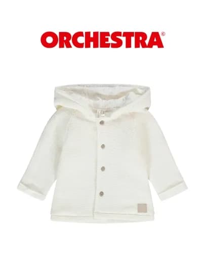 Детская кофта с капюшоном Orchestra, кардиган для малыша — ORCH-3393457046026-БЕЛЫЙ-3 месяца