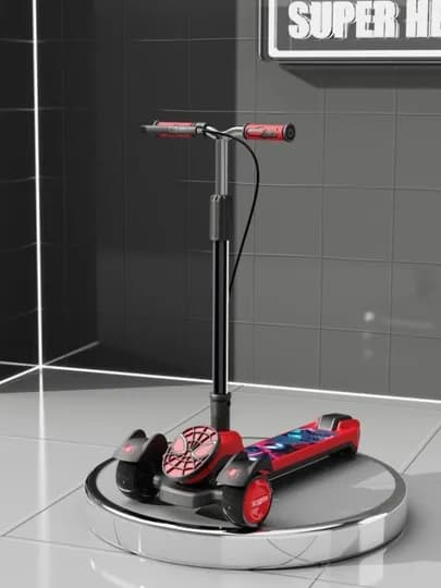 Детский трехколесный самокат "Super Hero" с широкими колесами и принтом — ELEFIT-SAMOKATHERO-КРАСН