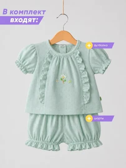 Комплект для новорождённых 3–6, 6–9 мес нательная детская одежда — HUGME-BARG-БИРЮЗ-36МЕС