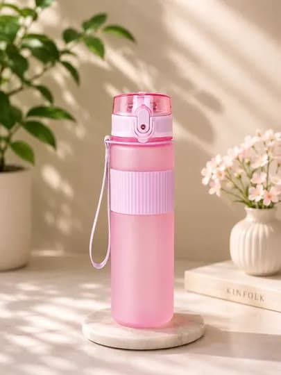 Спортивная бутылка для воды с ремешком и защитной крышкой — AESTORE-BUTILKAYENGI-РОЗОВ