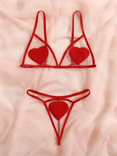 Комплект женского кружевного белья, 2 предмета — 4LADY-00016-КРАСН-S