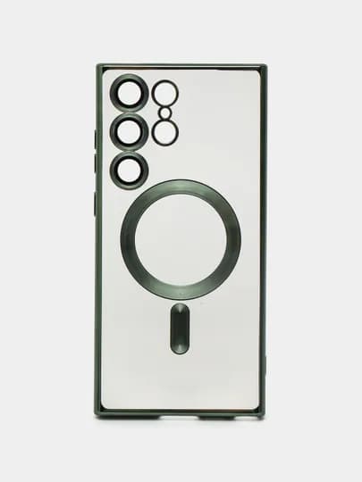Чехол MagSafe для Samsung S20/21/22/23/24 Plus/Note/Fe/Ultra прозрачный, силиконовый — SHARKUZ-SMMAGSY-ЗЕЛЕН-SMS24