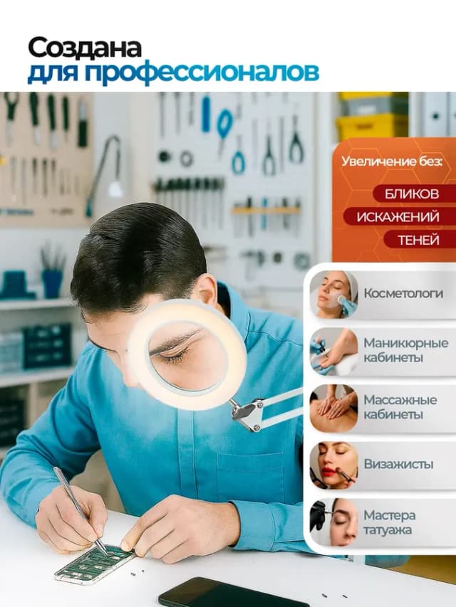 Лампа настольная с лупой 10Х с подсветкой OT-INL90