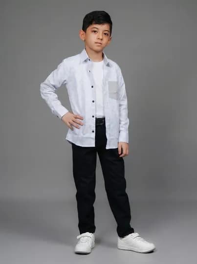 Рубашка для мальчика Slim Fit с длинным рукавом, качественная, школьная форма, 7-14 лет — DARENZI-ДЕТСКИ-СЛНКОСТ-30