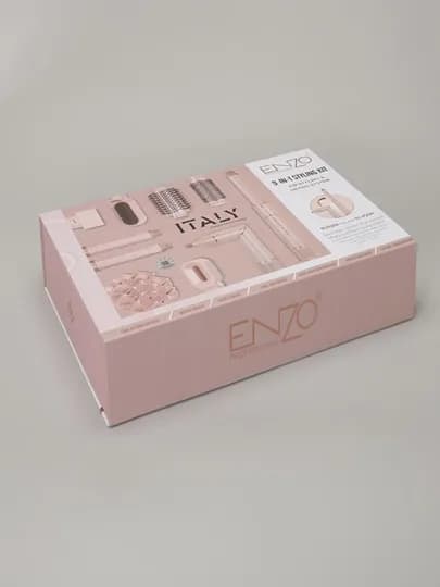 Профессиональный фен стайлер для волос ENZO-755P, 9 в 1, 1500 вт — VGRPROU-ENZO755P-РОЗОВ