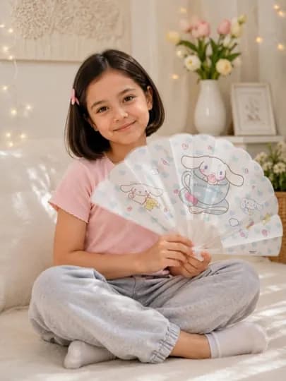 Веер Cinnamoroll складной, детский веер для девочек, ручной веер, летний аксессуар — FAMILY6-YELPIGICHQIII-ЛЕДЯН