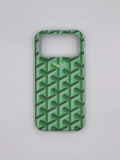 Современный чехол в стиле Goyard для iPhone серии 13–17 — IFIXMOB-GYRDNEW-ЗЕЛЕН-15MAX