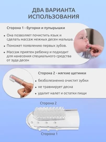 Детская силиконовая зубная щетка, массажер прорезыватель — TXNONUR-TISH-ГОЛУБ