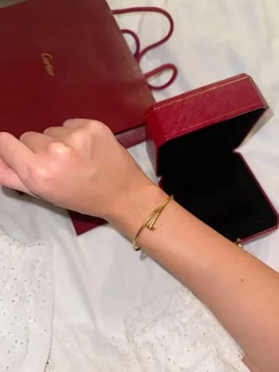 Женский браслет с кольцом Cartier Love, Cartier Clash, Cartier Nail, Bvlgari, Vanclef — FSNLADY-CARTIER-СЕРЫЙ-17