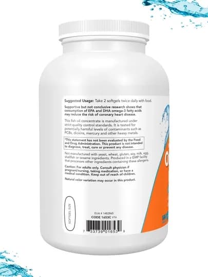 Now Foods Omega-3, рыбий жир, 180 EPA / 120 DHA, халяль — NOWORIG-OMEGA3-N1652