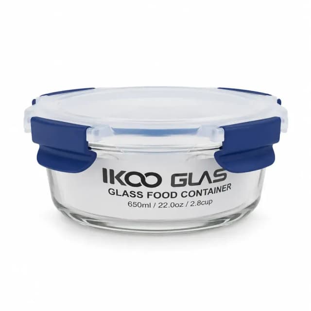 Shisha konteyner IKOO Glass Round 650 ml qopqoqli PP JW650RD