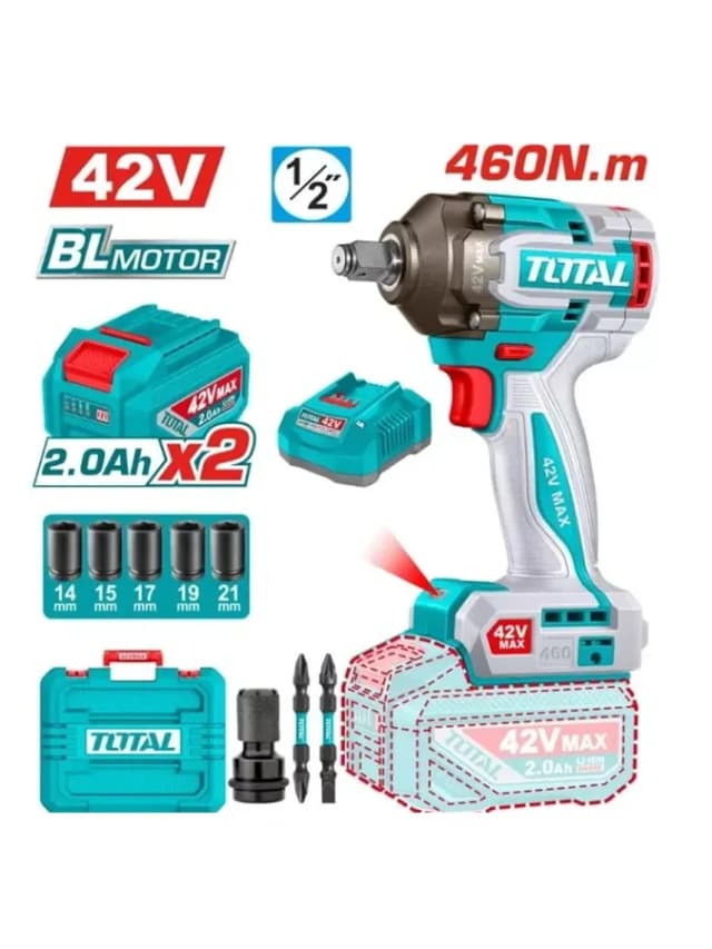 Аккумуляторный ударный гайковерт TOTAL TIWLI42462