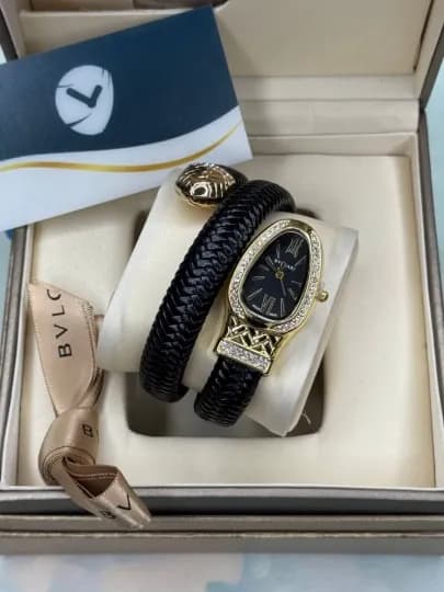 Женские часы Bvlgari Serpenti — двойная змейка, изысканный стиль — ELITE12-SNEAKE-ЧЕРН