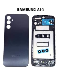 Задняя крышка корпуса Samsung A14 + рамка, боковые кнопки, стекло камеры и SIM-лоток — SMTKOPS-SAMSUNGA14KORPUS-СИНМЕЛ