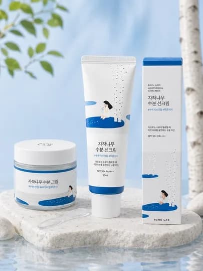 ROUND LAB Birch Juice Набор: Увлажняющий крем + Солнцезащитный крем SPF50+, 80 мл + 50 мл — KRCOSM-ROUNDLAB2V1