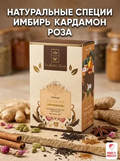 Индийский чай Indian Cup Пряный Масала, картонная упаковка, 150 г — MMOSCOW-8906154081907