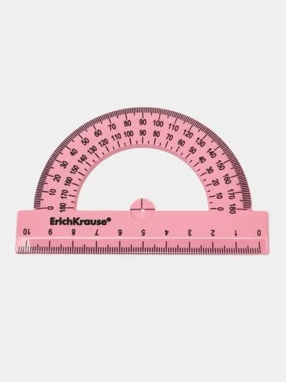 Транспортир пластиковый ErichKrause Pastel, 180/10 см, ассорти 57900 — ERKR-P12C64C-РОЗОВ