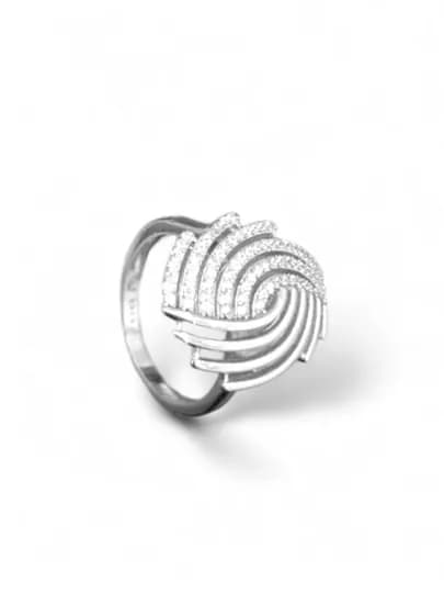 Серебряное кольцо “Aurora Wave” с фианитами — размер 17 — SILGOLD-4-СЕРЕБРН-18