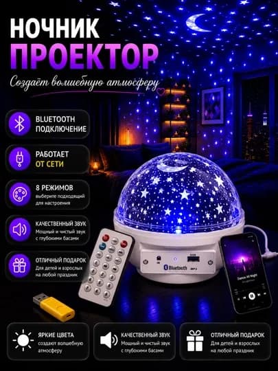 Проектор «Звездное небо» – ночник, создающий волшебную и спокойную атмосферу в вашем доме — SABOPS-FBSPROEKTORLAR-МАНГО