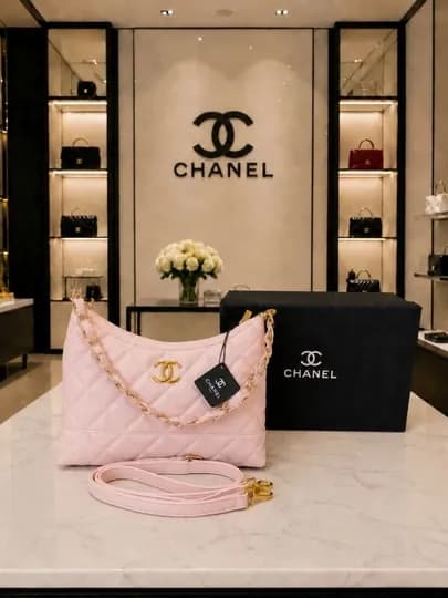 Элегантная сумка-хобо через плечо для женщин - в стиле Chanel — MUNSUMK-CHANEL8173-РОЗОВ