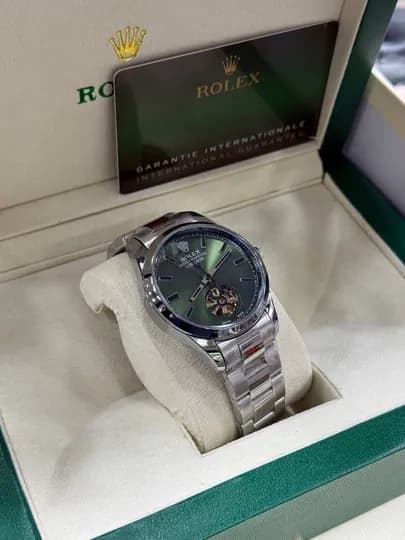 Мужские механические часы Rolex с металлическим браслетом,коробка и документы — WATCHOZ-ROLEXAA11-ЗЕЛЕН