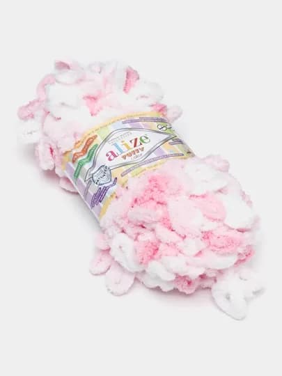 Пряжа Alize Puffy с большими петельками, разноцветные цвета — KARTOPU-ALPUFY4-ПУДР