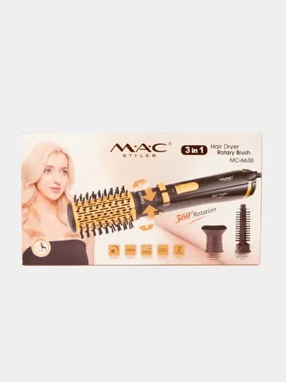 Профессиональный фен-щетка MAC Styler, фен с ионизацией для волос, мультистайлер — ELELIV-NABMAC-БАГРОВ