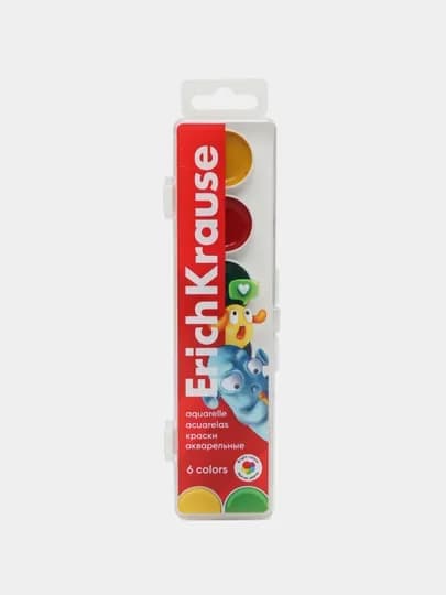 Краски акварельные ErichKrause Jolly Friends, 6 цветов, 61365 — ERKR-P12C6BB