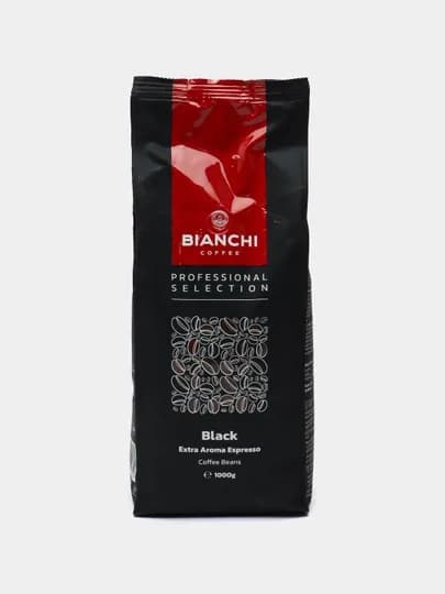 Зерновой кофе "BIANCHI BLACK", зерно смесь 60% Арабика и 40% Робуста, 1 кг в упаковке — ERKSONS-BBEAE