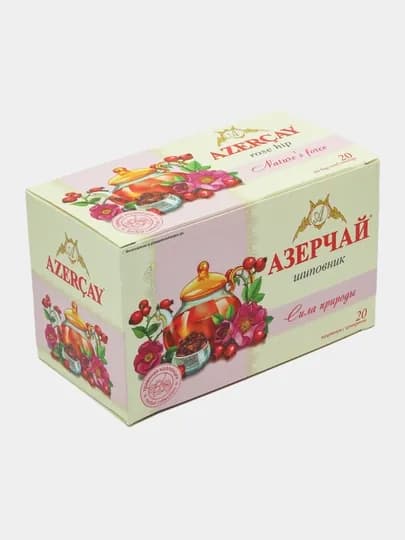Черный чай Азерчай "Сила природы", с шиповником, 20 пакетиков, 1,8 г — AZERCAY-00236