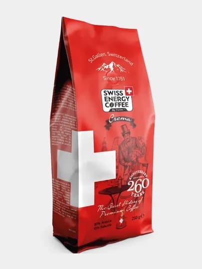 Кофе натуральный, молотый, свежеобжаренный, 90% арабика, 250 гр, Swiss Energy Crema — SWISS-CRMA250
