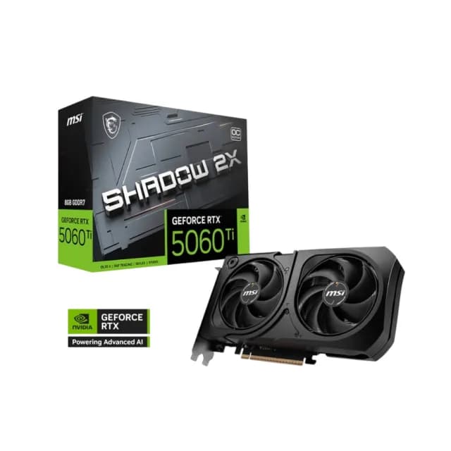 Videokarta MSI RTX 5060 Ti SHADOW 2X OC 8GB GDDR7 128-bit PCIe 5.0 STORMFORCE Cooling