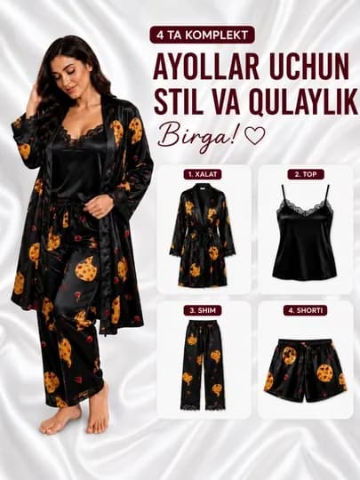 Женская пижама, женский пижамный комплект — 8061989-PIJAMA4TALIK3TALIK22-СВЕТЛОР-46