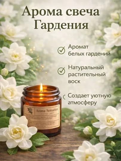 Свеча ароматическая в стакане, аромасвеча, Цветочная композиция — BATHROO-SVECHA-БЕЖЕВ