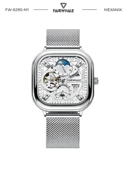 Мужские механические наручные часы Mark Fairwhale FW-6290 ANERION в подарочной коробке — MRWATCH-FW6290-БЕЛЫЙ