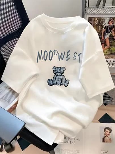 Женская футболка oversize – стильная футболка для женщин — MANONA-FUTBOL2-ГОЛУБ-L