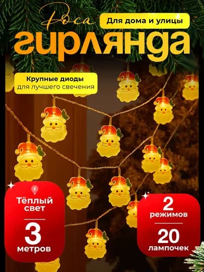 Новогодняя гирлянда-штора, 3 режимов, 6m, тёплый свет, праздничный декор — YGYILSF-8RILLA-БАГРОВ-8RILL3