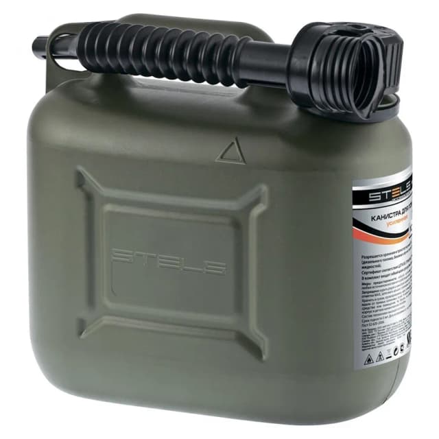 Yoqilg'i-moylash materiallari uchun kanistr, vertikal, 10 l. Stels, plastmassa, mustahkamlangan