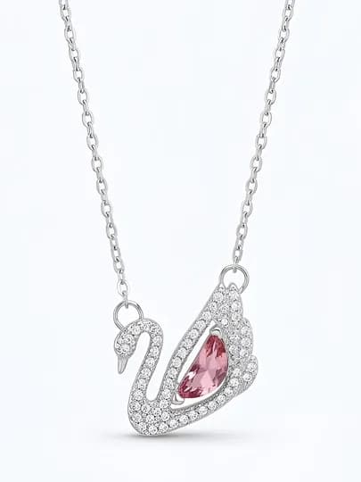 Женская цепочка – кулон в форме лебедя с кристаллами SWAROVSKI — MZNJWL-ZANJIR1-БЕЖЕВ