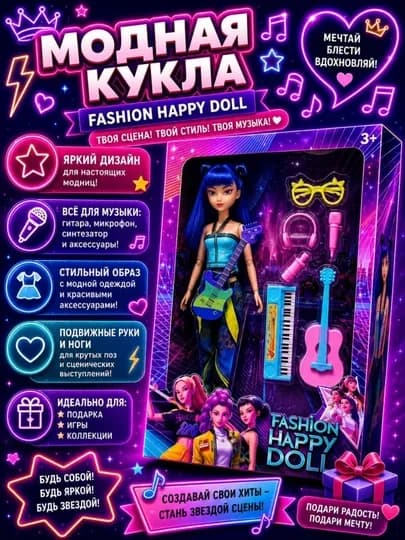 Кукла Cutie Emily Girl в пушистом костюме, с мягкой игрушкой и расчёской — KIKITOY-CUTIEEMILYGIRL-БОРДОВ
