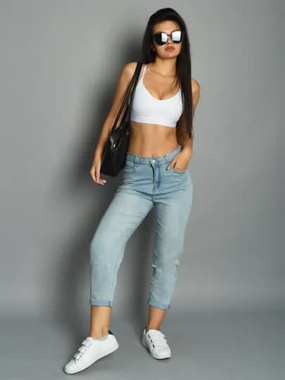 Джинсы женские, 7/8, свободные, короткие, бриджи, летние "YOUTH CROP" — JGT-УКОРОЧ-ЛЕДЯН-28
