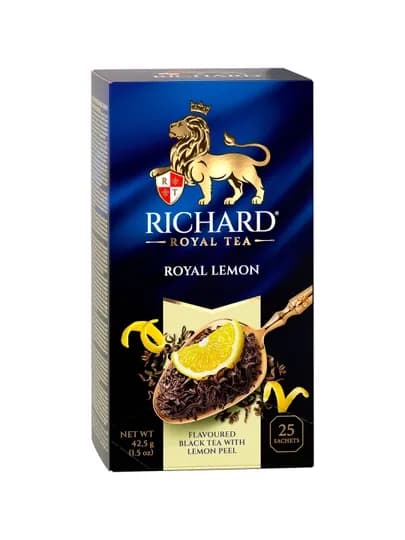 Чай Richard "Royal Lemon", черный, ароматный, 25 сашетx1,7 г — DANIHA-DFCVM30