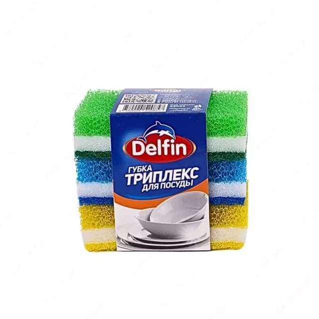 Универсальные губки (трехслойные) ”Delfin” Triplex, 95х65 мм, 3 шт. (Код - 367) Ассортимент